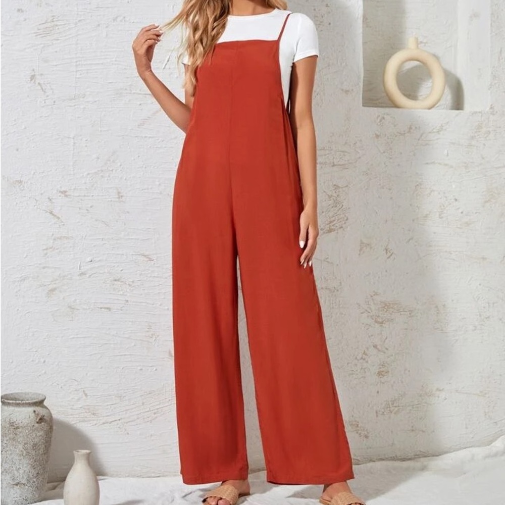 Burnt Orange Wide-Leg Jumpsuit